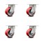 Service Caster 4 Inch Kingpinless Red Poly on Steel Wheel Swivel Top Plate Caster, 4PK SCC-KP30S420-PUR-RS-4 - alternate 1